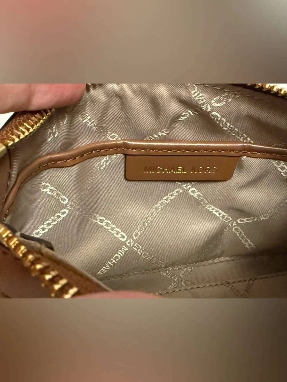 Michael Kors Gold and Brown Small Wristlet Pouch - Picture 8 of 9